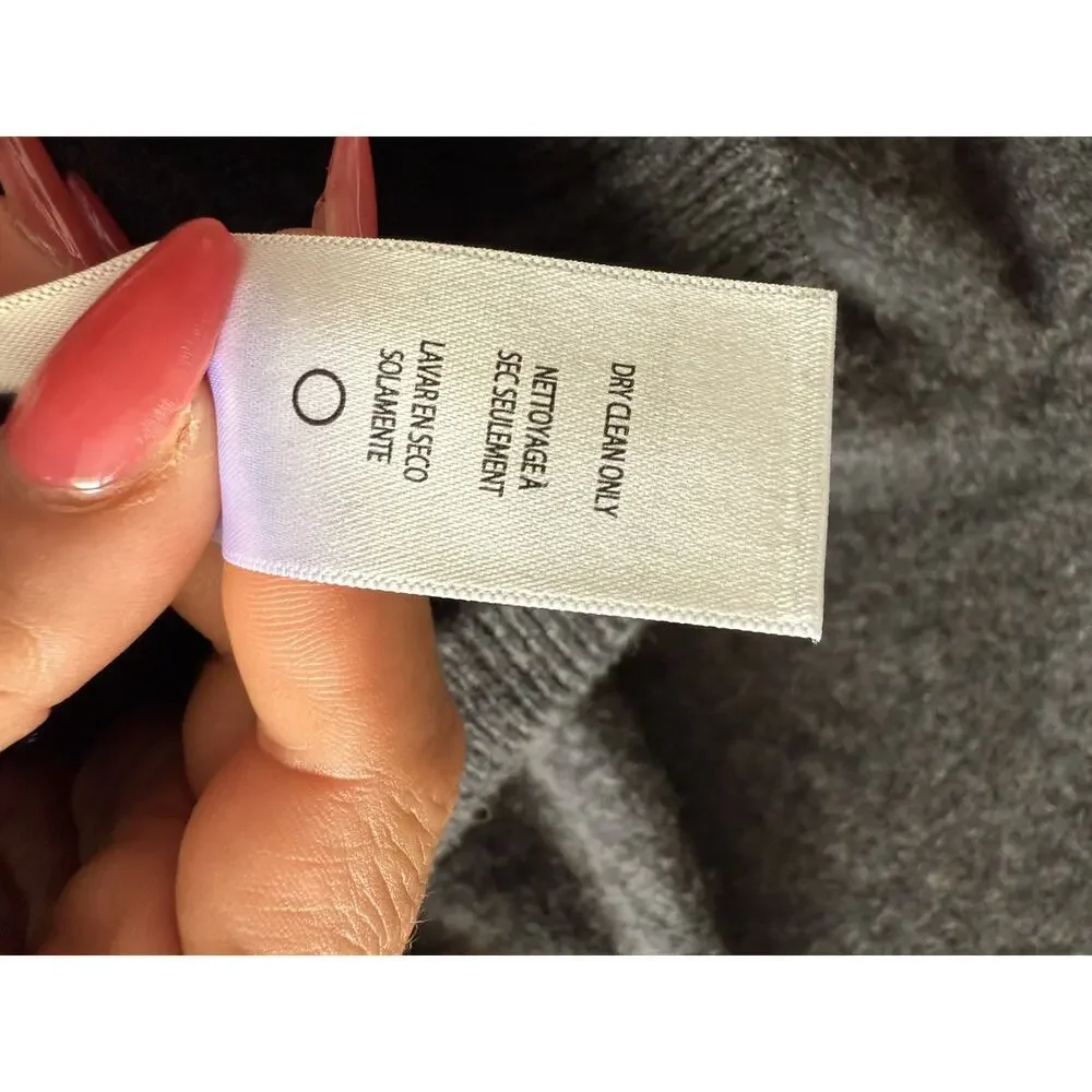 Frame Frankie Ruched Mélange Cashmere Sweater Grey Small Crew